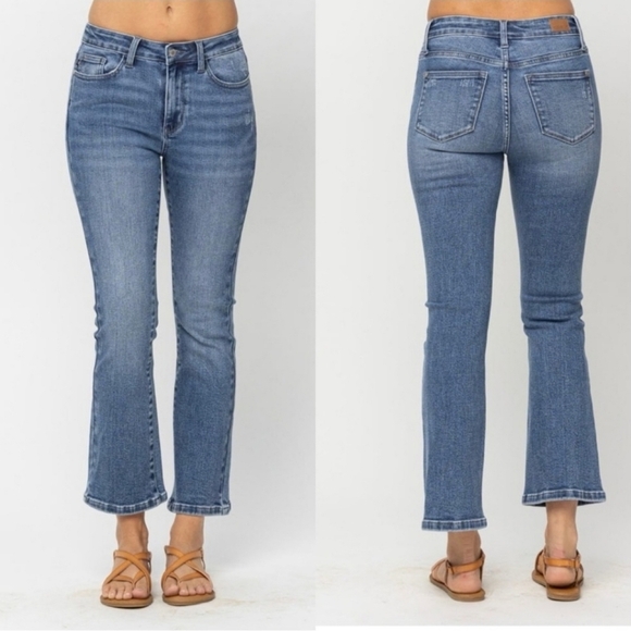 Judy Blue Demi Cropped Bootcut Denim Jeans Mid-Rise Blue  Size 13/31 - Picture 2 of 8